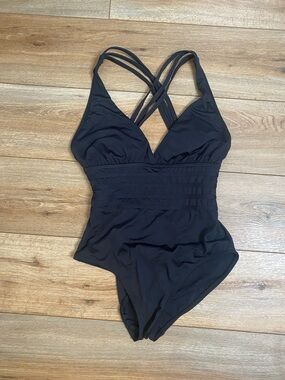La Blanca Black One-Piece Swimsuit with Crisscross Straps